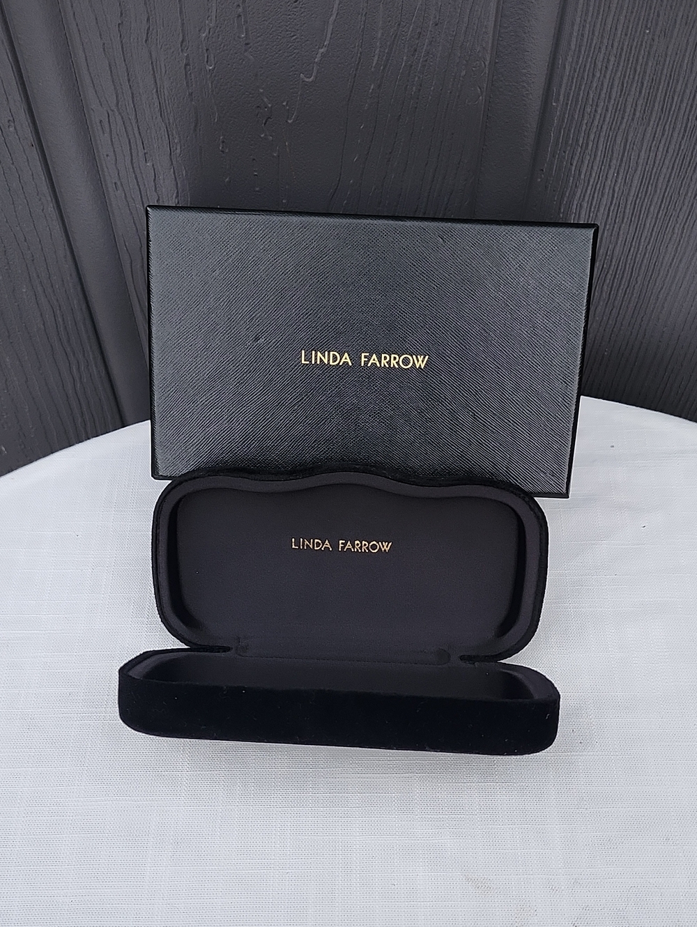 Linda Farrow Black Eyewear Case with Gold Logo Empty Case With Box
